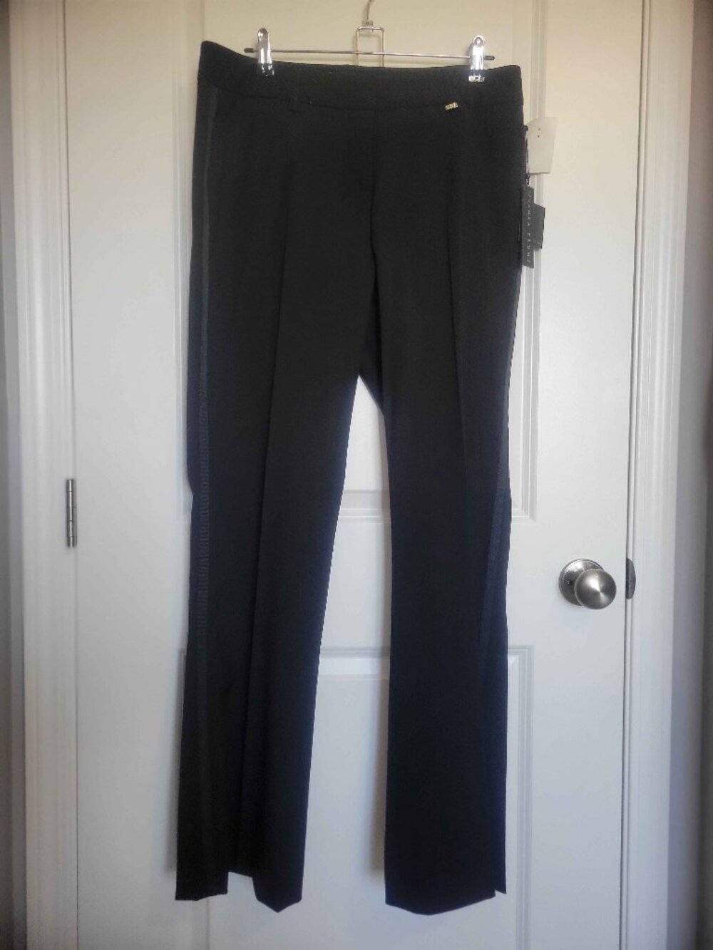 IVANKA TRUMP long black office pants gemstone detail, womens